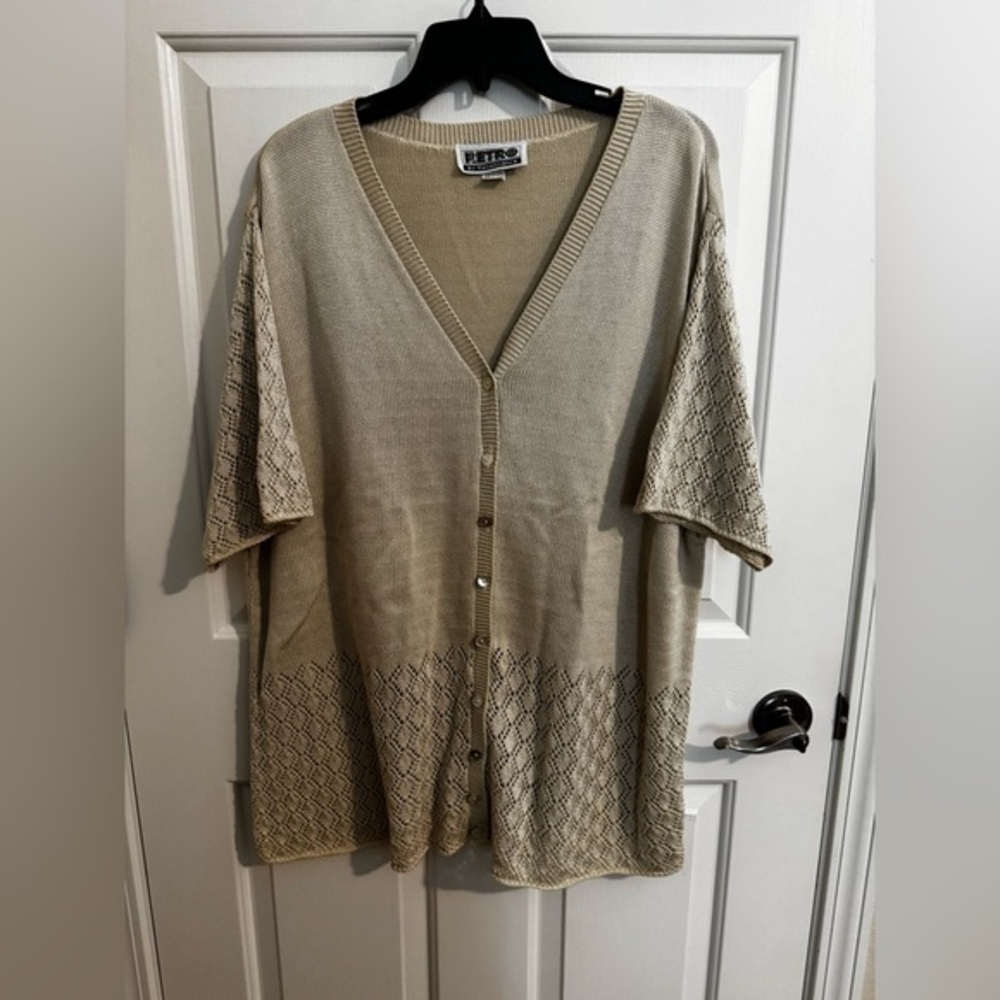 Retro by Renaissance Vintage Lace Knit Button Up Cardigan Plus Size 3X